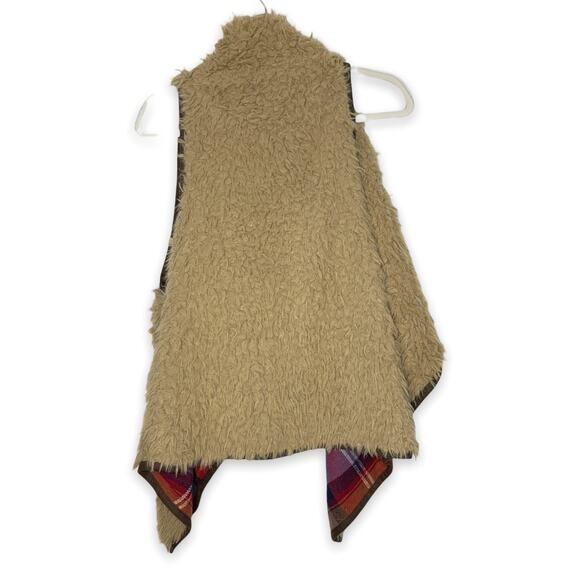 3/$20 Mossimo Supply plaid flannel lined reversible faux fur vest Small Medium - Picture 3 of 6